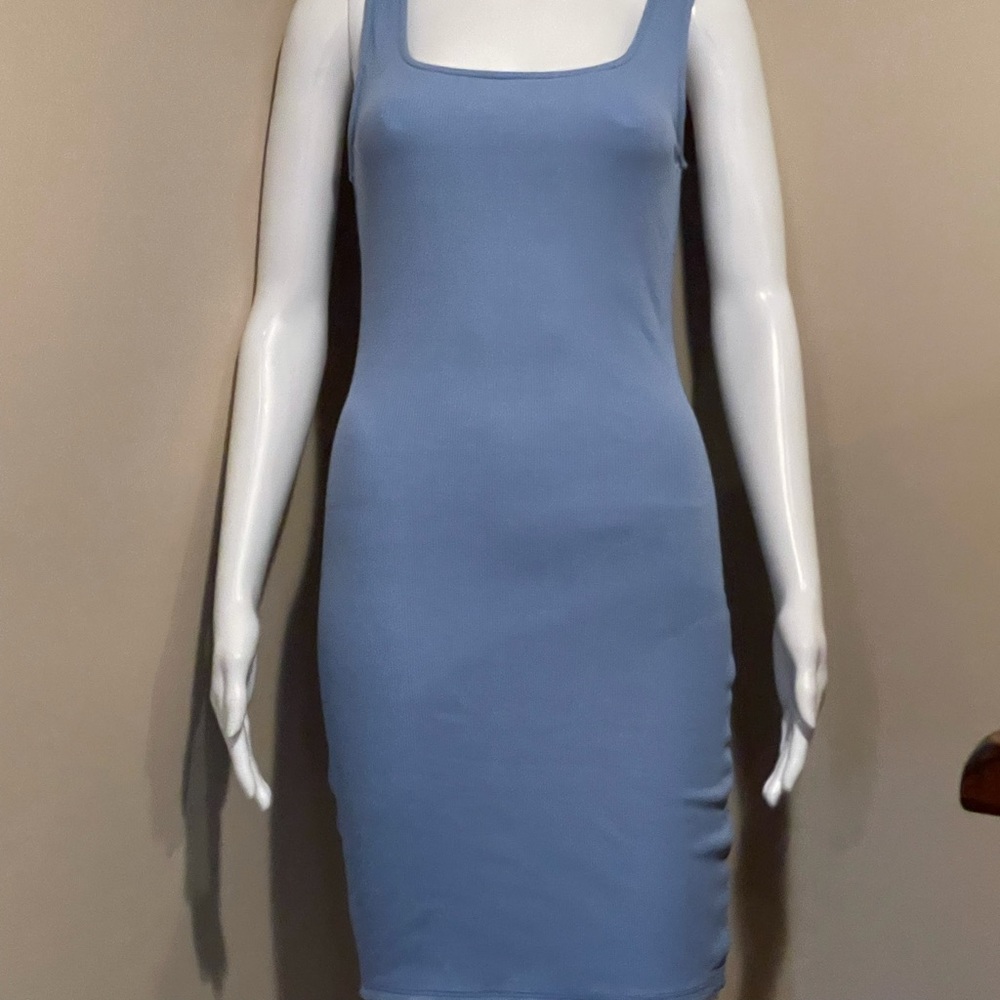 CBRAND women's ribbed knit sleeveless bodycon dress with scoop neckline.